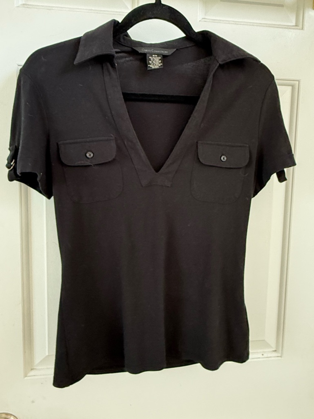Guess Collection Black V-Neck Short Sleeve Polo Shirt